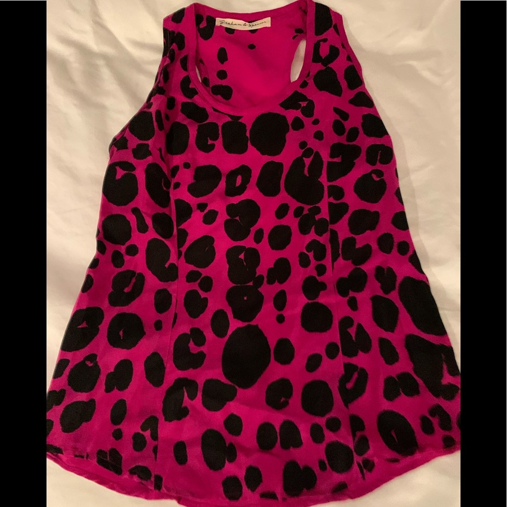 Graham & Spencer Fuchsia & Black Leopard Silk Tank